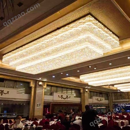 酒店工程水晶灯长方形非标大型宴会厅美容店大厅灯具定制双庆灯饰
