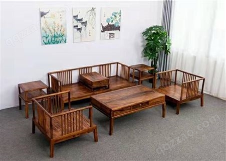 南美胡桃木新中式搭配沙发 新中式双人沙发 新中式*沙发
