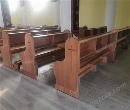 天主教堂实木跪拜椅