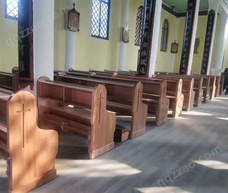 天主教堂实木跪拜椅