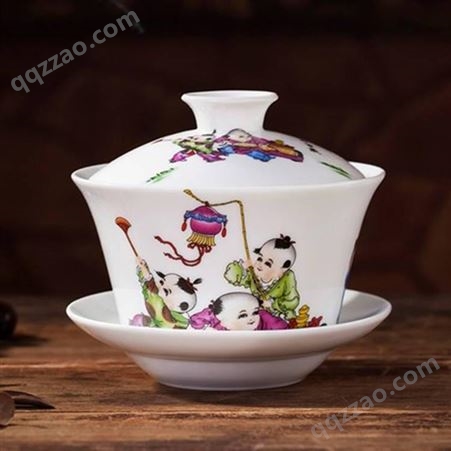 景德镇功夫茶具 家用单个创意青瓷盖碗 中式陶瓷泡茶碗