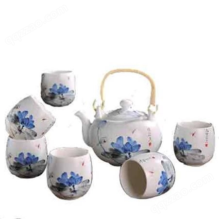 景德镇茶具茶杯套装 整套冰裂家用陶瓷茶杯 创意提梁茶壶茶具