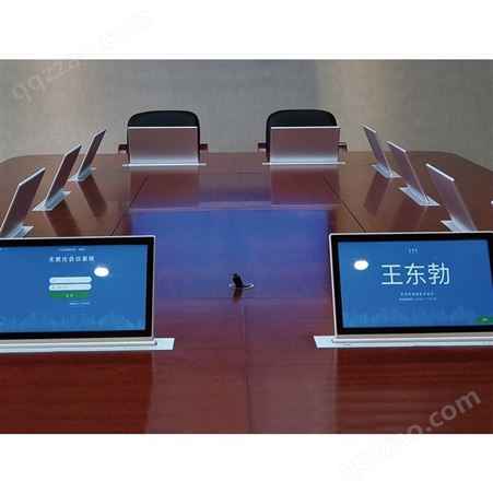 青岛超薄无纸化防夹手单屏会议显示屏升降机 银川会议桌15.6寸电动升降显示屏 质量好