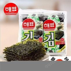 韩国进口休闲零食 海飘海牌海苔原味16g 包10连包 即食水产批发