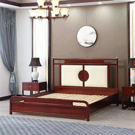 新中式海棠木实木床板 实木床厂家 实木床安装 实木床图片大全