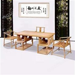 新中式白蜡木实木办公桌 新中式办公桌家具 简约新中式办公桌图片