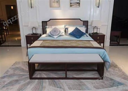 实木床家具厂 新中式实木床 实木床 白色的实木床