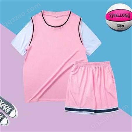 假两件运动篮球衣 长春 粉色t恤短袖女外穿宽松韩版学生 班服 定制 上衣夏