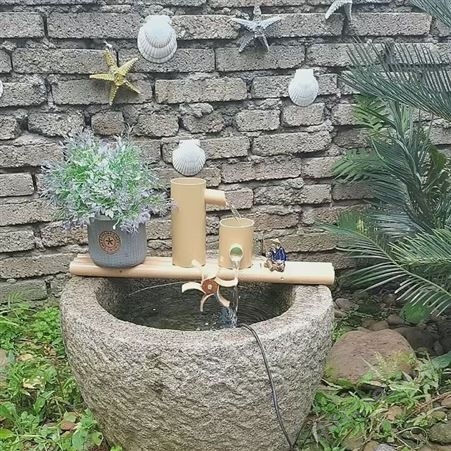 PVC仿真竹子流水摆件 家居鱼缸盆石槽循环增氧过滤器竹筒流水喷泉
