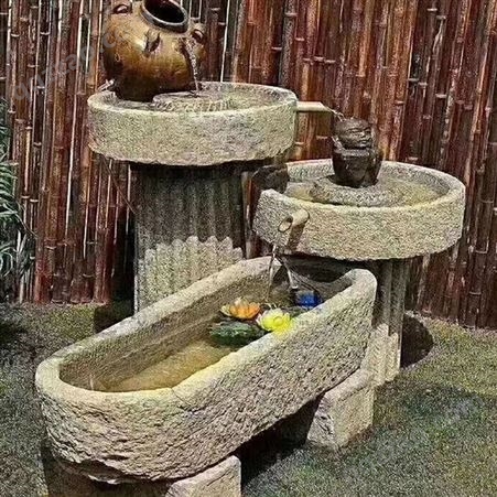 庭院流水摆件 大理石水槽流水摆件 仿古鱼缸石器流水摆件销售