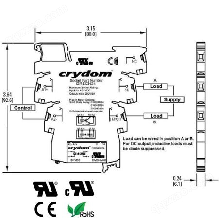 IP67防水Crydom快达继电器型号DRA-CN024D24进口小型直流SIP