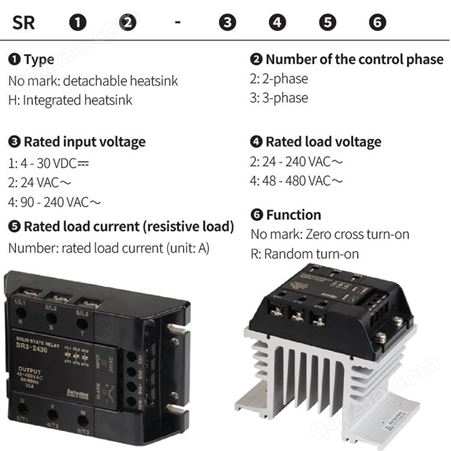 24V交流输入控制AC大电流50A韩国三相固态继电器SRH3-2450