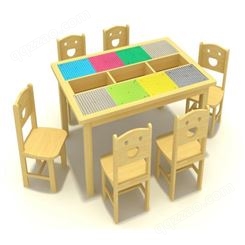 小班组合长方桌椅  橡木儿童学习桌 幼儿园课桌椅