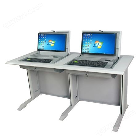 托克拉克机房电脑桌翻板翻转电脑课桌嵌入式铁路培训考试电脑桌子