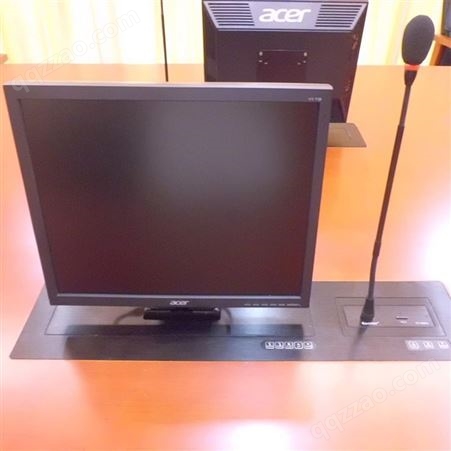 托克拉克18.5寸超薄电动显示屏升降器会议桌液晶屏升降桌子带话筒