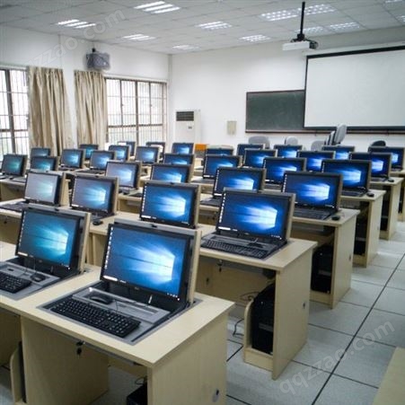 托克拉克学校电脑桌椅机房新款翻转电脑课桌嵌入式多媒体培训桌子