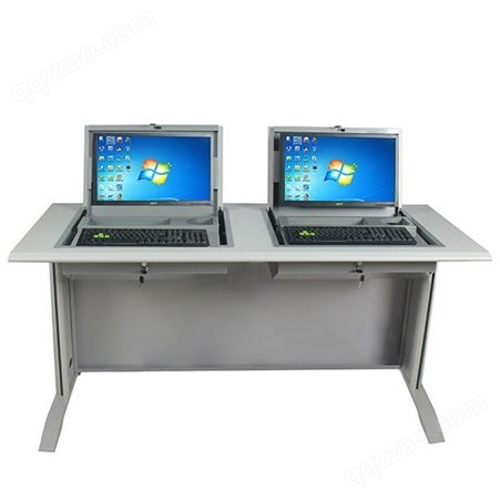 托克拉克机房电脑桌翻板翻转电脑课桌嵌入式铁路培训考试电脑桌子