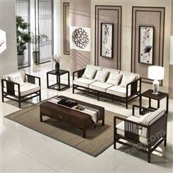 新中式样板房实木沙发 简约现代酒店会所沙发设计 禅意风小户型家具套装