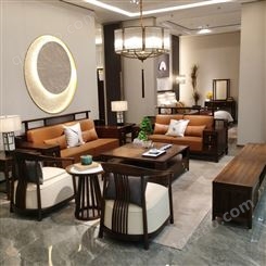 杰洛克 实木沙发组合 新中式客厅家具 小户型木质沙发 农村经济型木布艺沙发