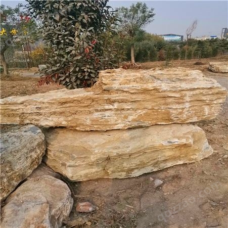 厂家批发 黄色千层石安装设计假山制作 大型千层石产地